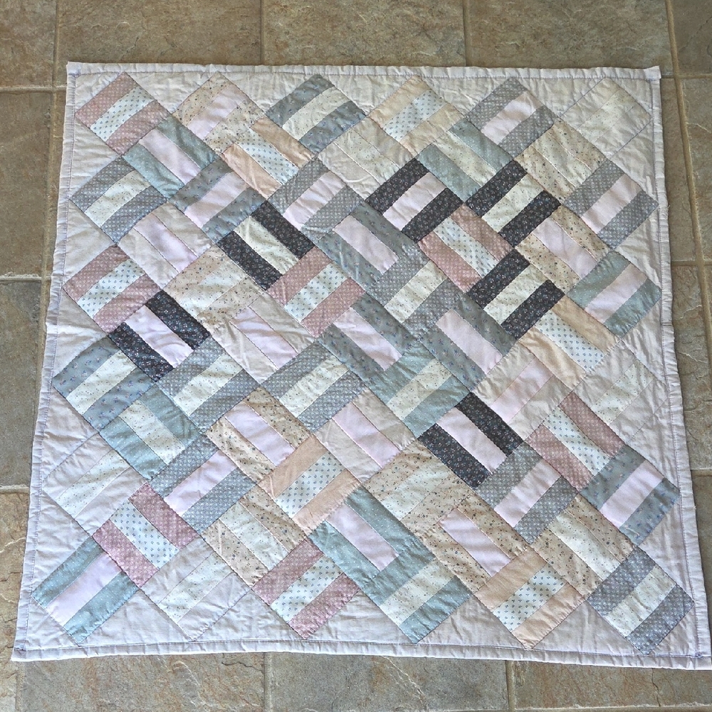 Vintage Handmade Patchwork Quilt in Pastel Tones